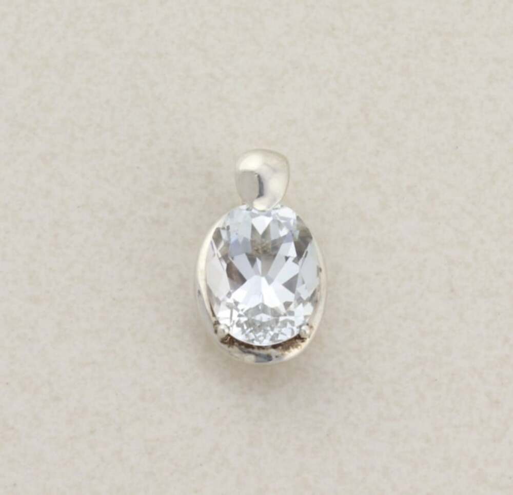 Sterling Silver Sparkly Sparkly White Sapphire Pendant 7/8" x 1/2" inch